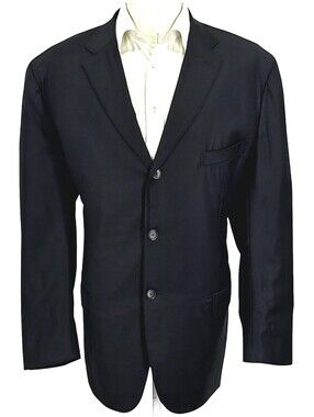 Isaia Sciammeria 150s Blazer 50R Black Wool Sport Coat Italy